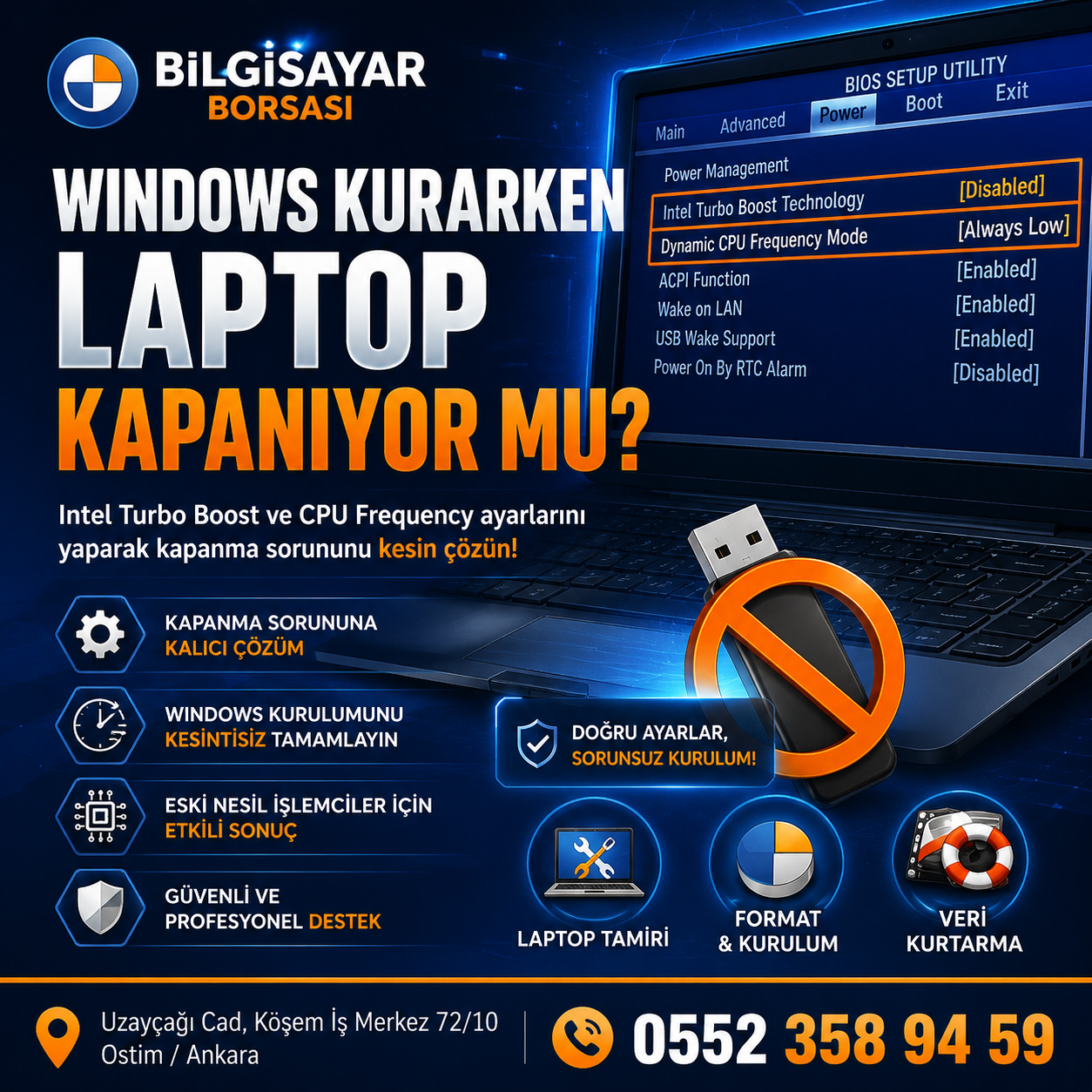 Windows Kurarken Laptop Kapanıyor